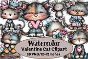 Valentine Cat Clipart, an Illustration by Design Market (Thumbnail 1 of 3)