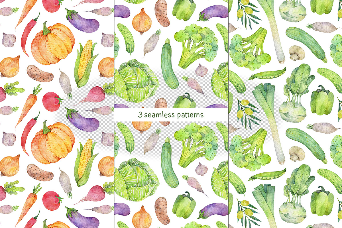 Vegetables Watercolor collections, a Food Illustration by Green_leaf_17 (Photo 4 of 5)