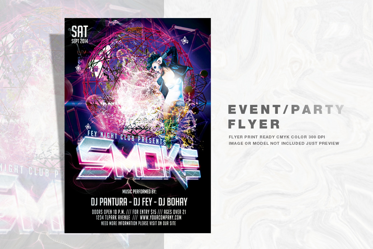 Smoke Party Flyer, a Flyer Template by feydesign (Photo 1 of 2)