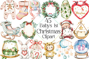Babys 1st Christmas Clipart Sublimat, an Illustration by DreamPrint404