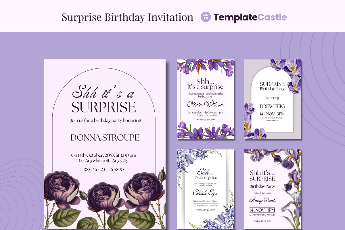 5 Birthday Surprise Party Invitation, a Templates & Theme by TemplateCastleStore (Photo 1 of 9)