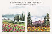 Watercolor Flowers & Landscapes, an Object Illustration by Yorda Studio (Thumbnail 4 of 10)