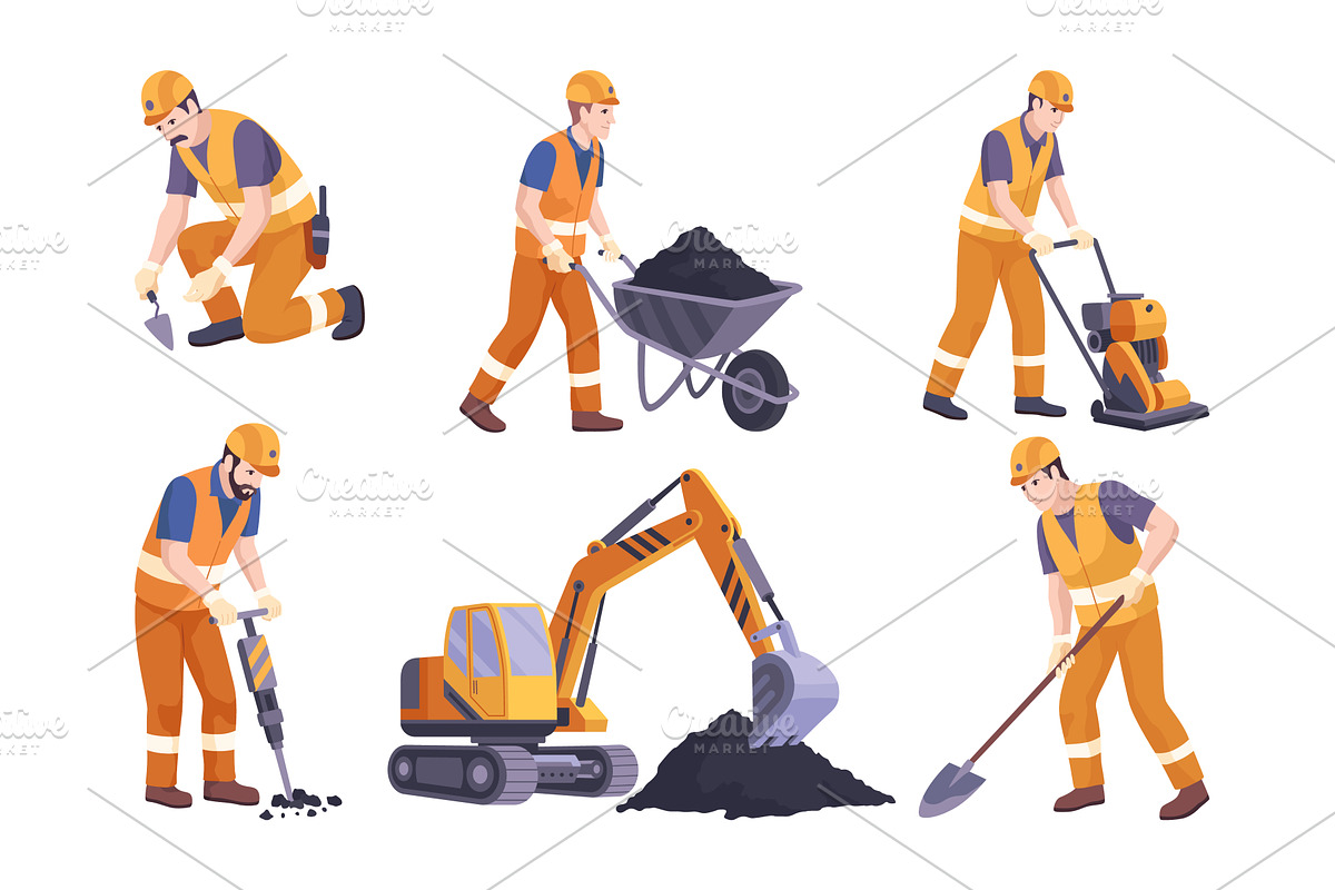 Road Repair Workers in Special, an Illustration by Things for designers
