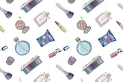 Set, seamless pattern with cosmetics, a Decorative Illustration by Good Studio (Thumbnail 4 of 7)
