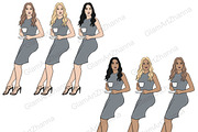 Planner Girl Clipart Girls, a Work Illustration by GlamArtZhanna (Thumbnail 4 of 4)