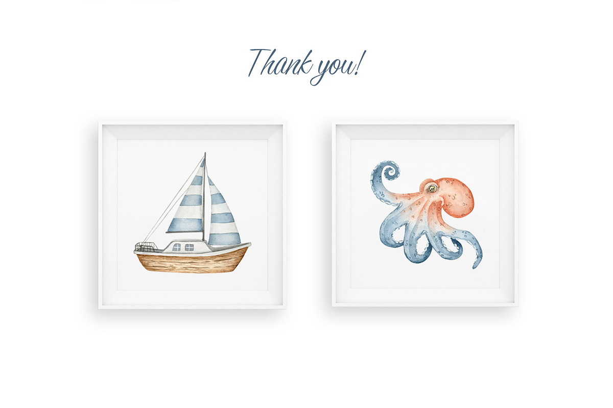 Watercolor nautical clipart, an Illustration by AquarelleSpace (Photo 5 of 5)
