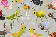 Cute Bugs Clipart, Hand Drawn, an Object Graphic by the_myro (Thumbnail 1 of 6)