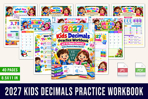 2027 Kids Decimals Practice Workbook