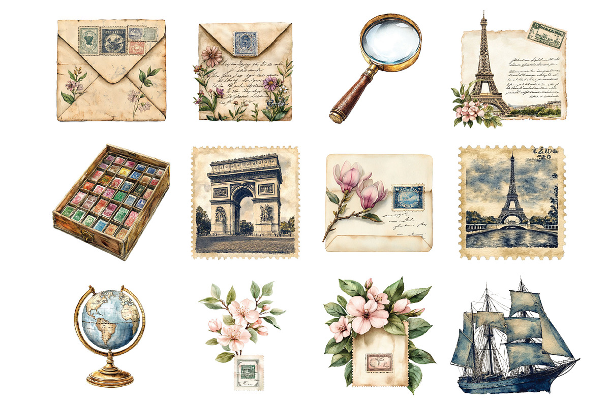 Stamp collecting Clipart, a Seasonal Illustration by Designking (Photo 2 of 5)