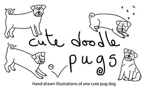 Cute Doodle Pugs