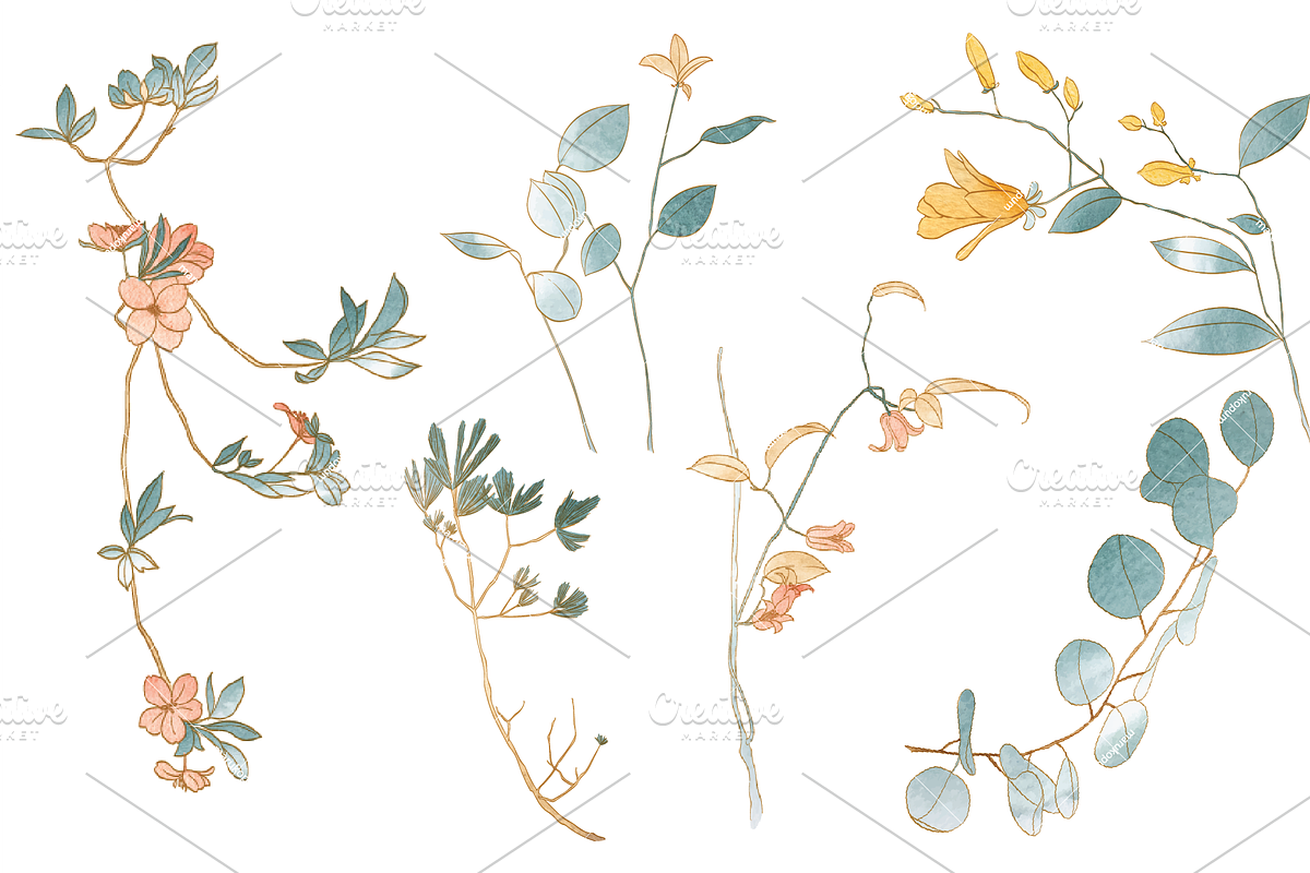 Flower elements in Vintage style, an Object Graphic by marukopum (Photo 4 of 7)