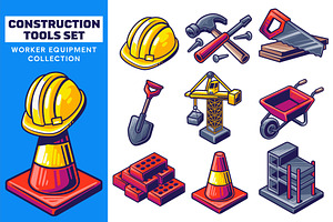 Set Of Builder & Construction Tool, a Work Illustration by Signatoro