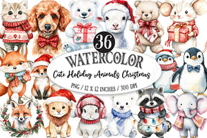 Cute Holiday Animals Christmas, an Illustration by Designking