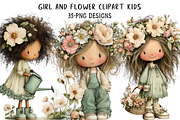 Girl and Flower Clipart Kids, an Illustration by Daily.Designs (Thumbnail 1 of 8)