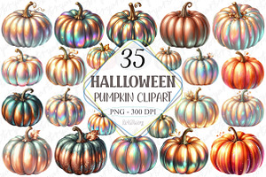 Halloween Pumpkin Iridescent Bundle, a Graphic by designcity5