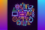 Education Back to School Neon Icons, an Outline Icon by Anna_leni (Thumbnail 5 of 11)