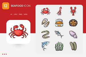 Sea Food Icon Set, a Duotone Icon by shin_std