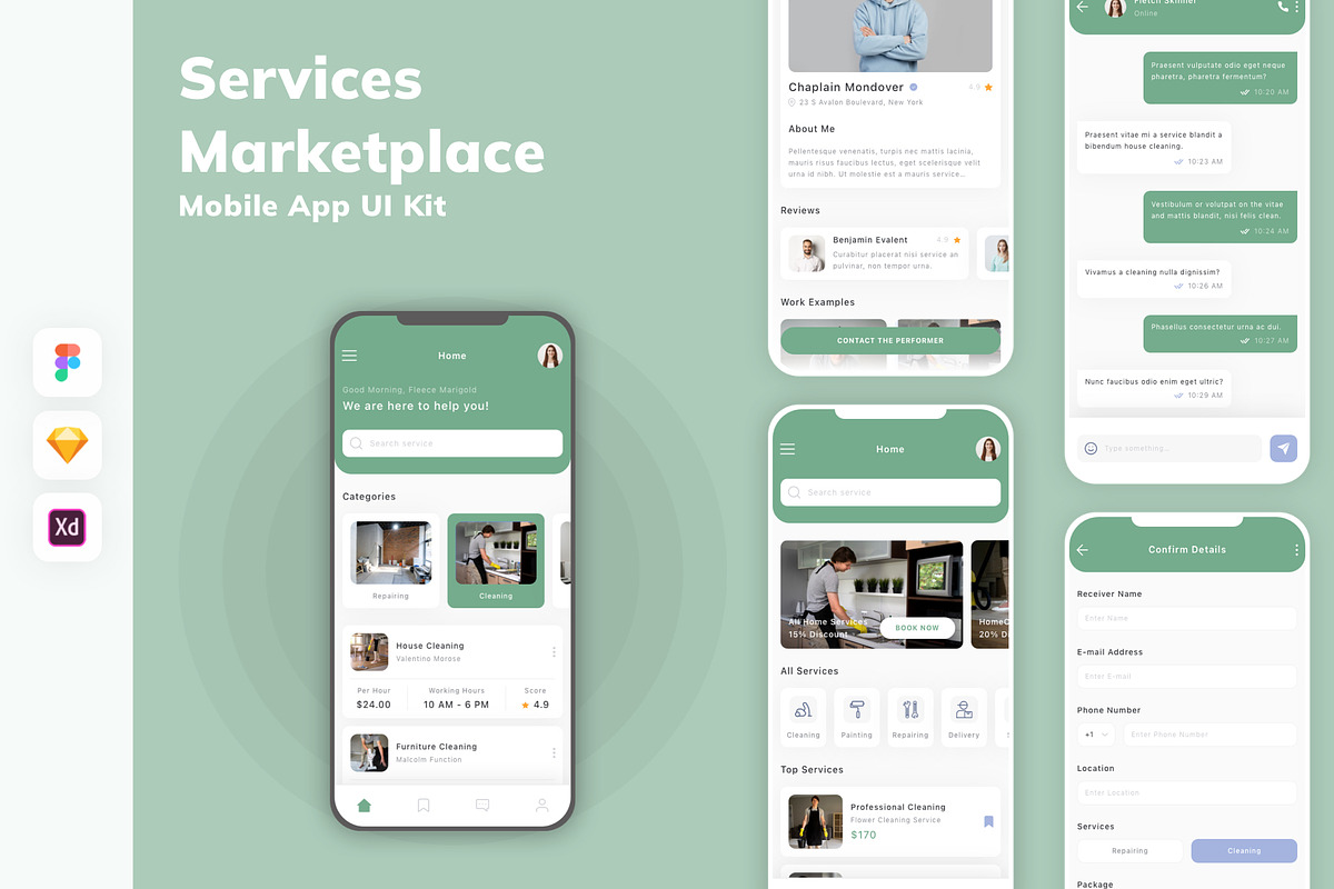 Services Marketplace App UI Kit, an UI Kit Template by uicube