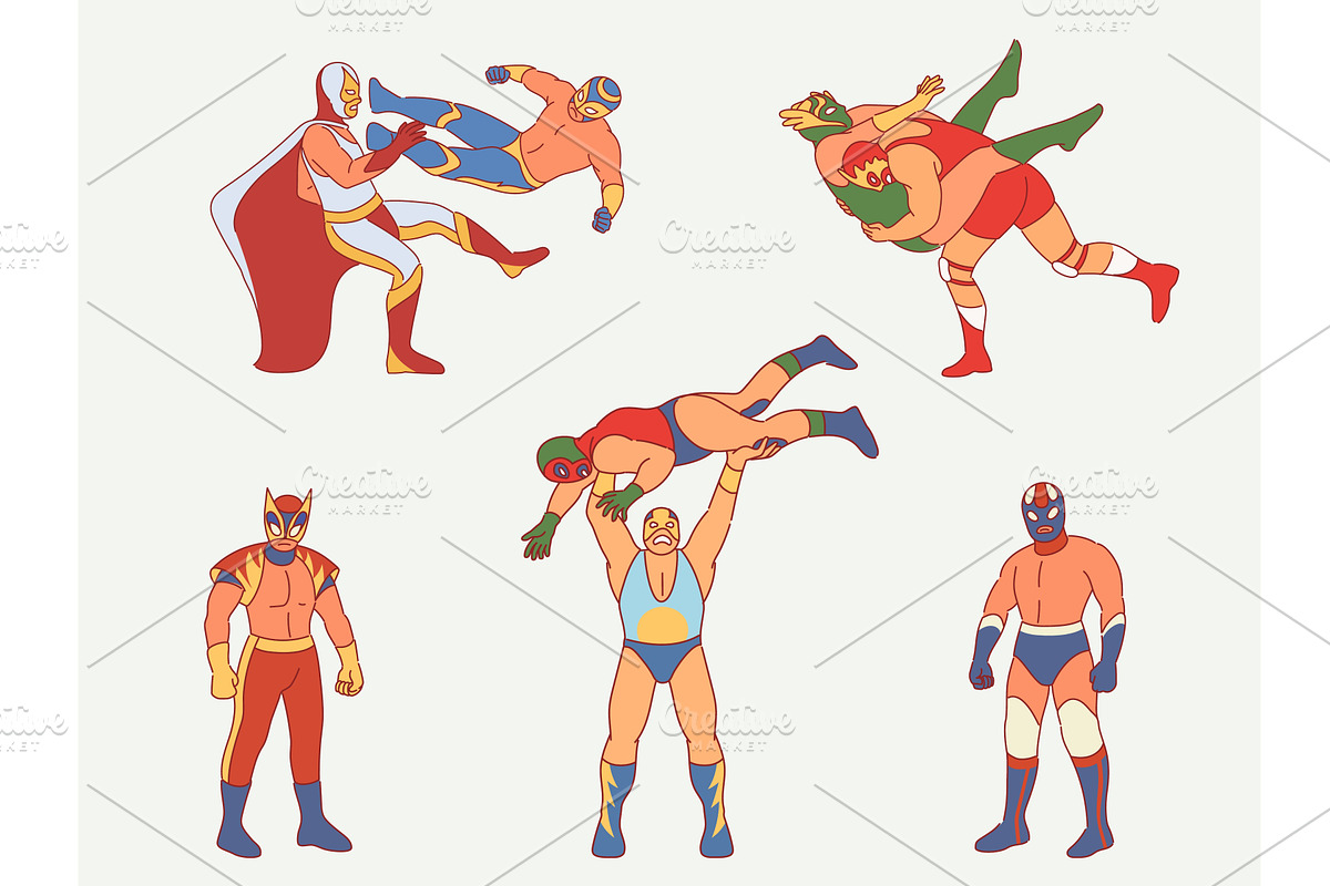 Mexican show wrestlers. Lucha libre, a Sport Illustration by YummyBuum
