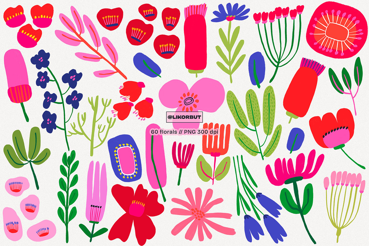Abstract Modern Flowers Graphics, a Decorative Illustration by likorbut (Photo 3 of 9)
