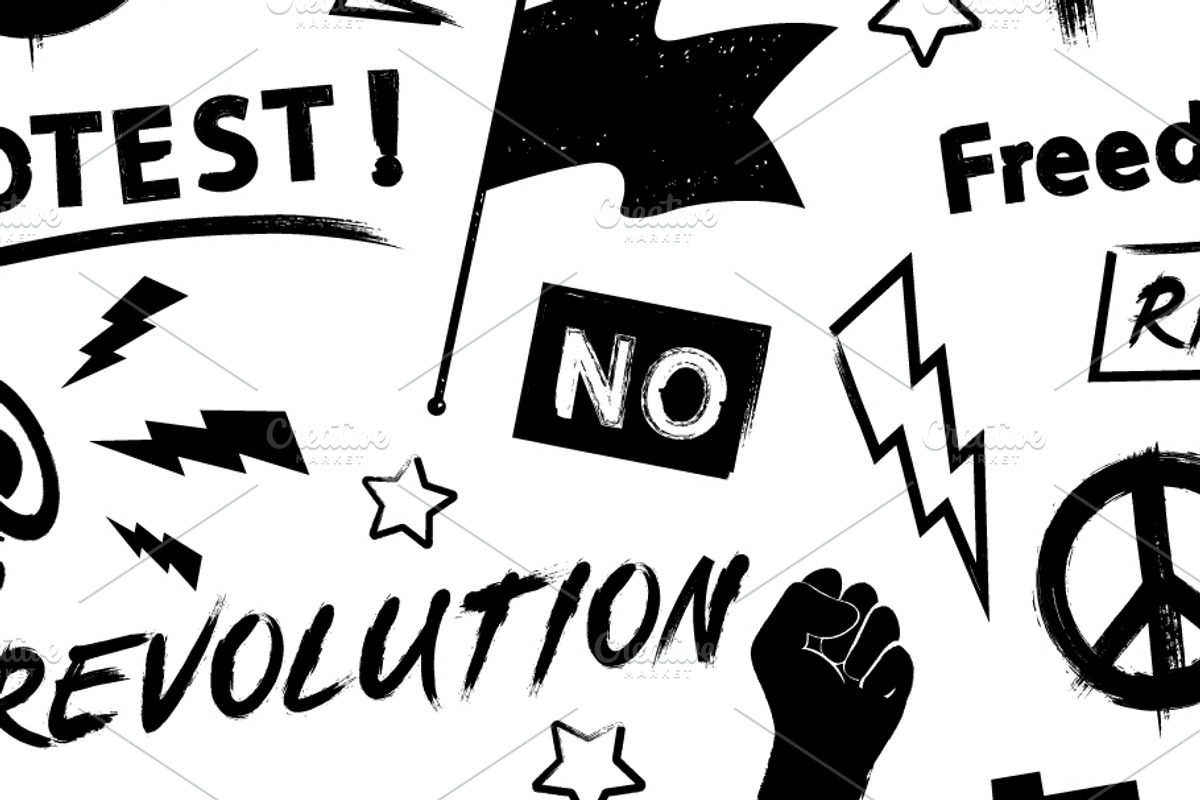 Hand Drawn Protest And Demonstration, a Background Graphic by Black White Mouse Design (Photo 3 of 4)