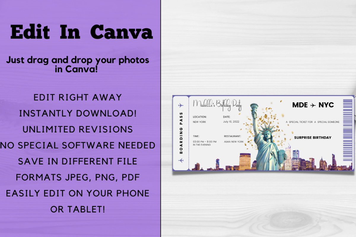 Editable Boarding Pass Template, a Card Template by YasdeyDesigns (Photo 5 of 8)