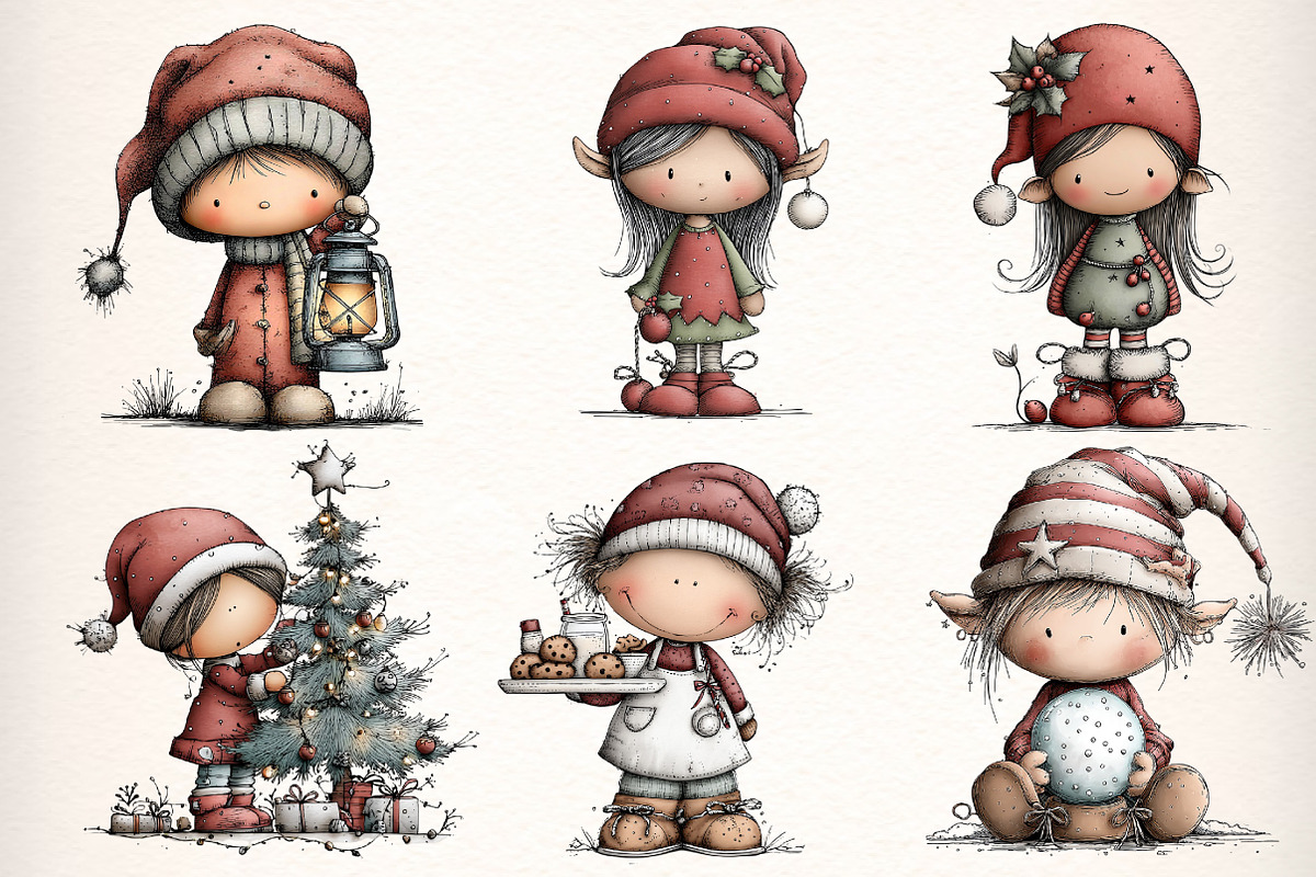 Whimsical Elf Clipart Bundle, an Illustration by Dream Creation (Photo 6 of 6)