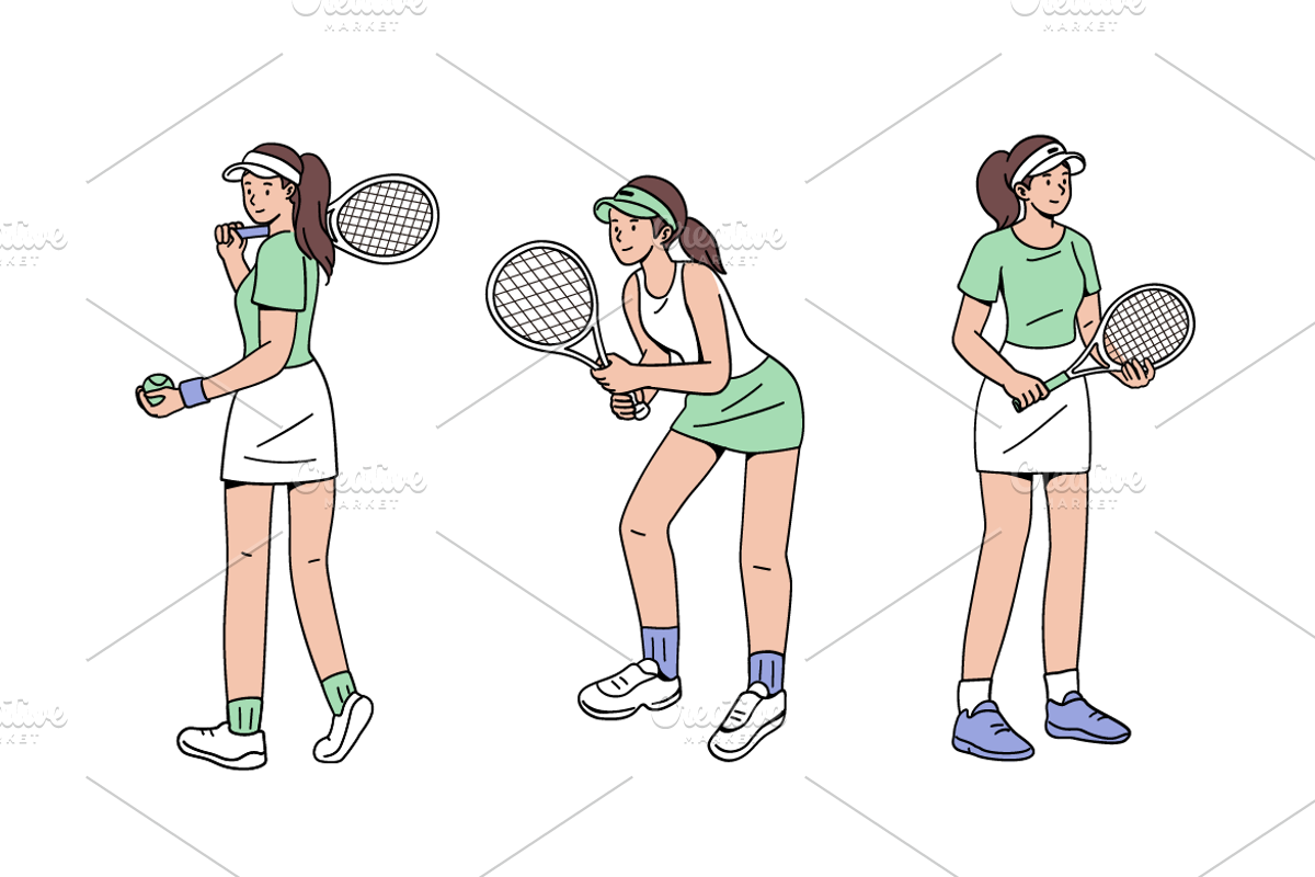 Tennis Player Illustration Pack, an Object Graphic by Sinando Studio (Photo 4 of 5)