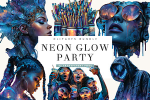 Neon Glow Party Clipart Bundle, a Person Illustration by BusyDaydesign