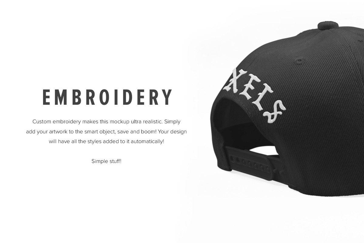 7 Premium Snapback Mockups, a Hat Mockup by Pixel Sauce™ (Photo 3 of 4)