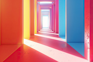 A modern, sleek corridor with glowin, a Photo by LOGOCREATIVE