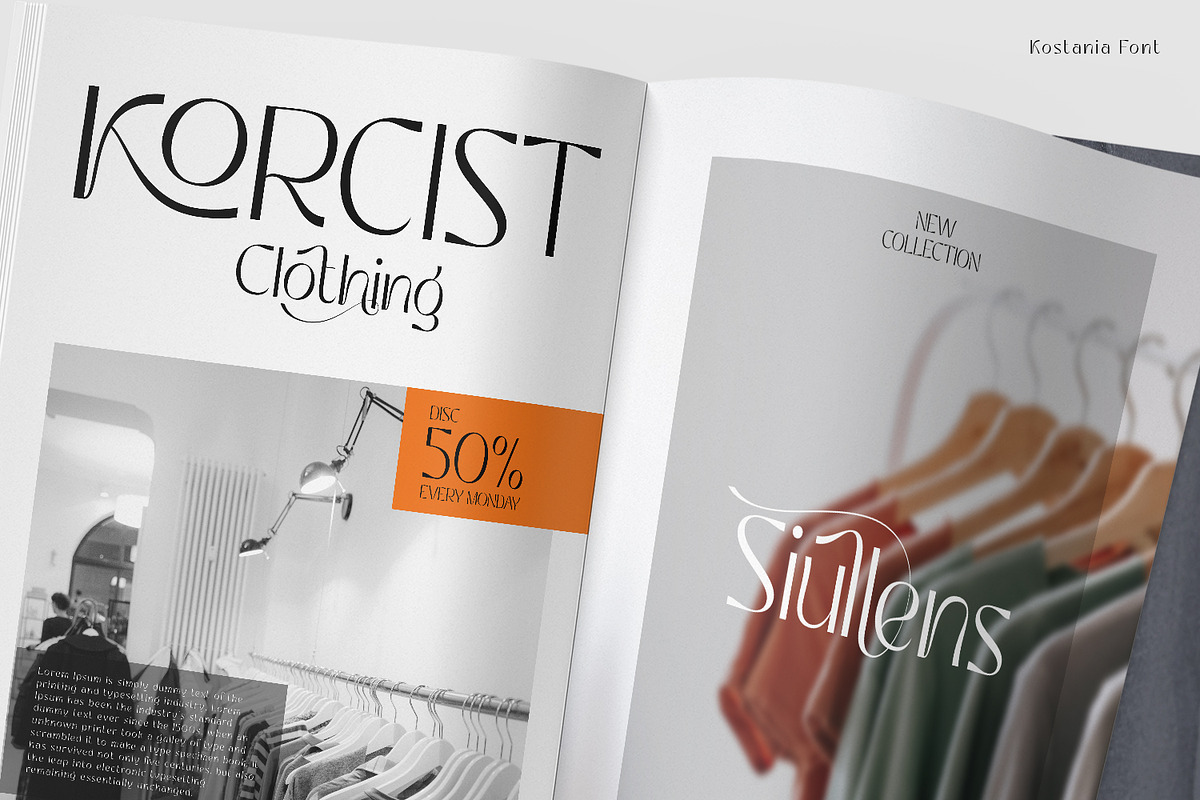 Kostania - Unique Display Font, a Sans Serif Font by Ekahermawan (Photo 4 of 13)