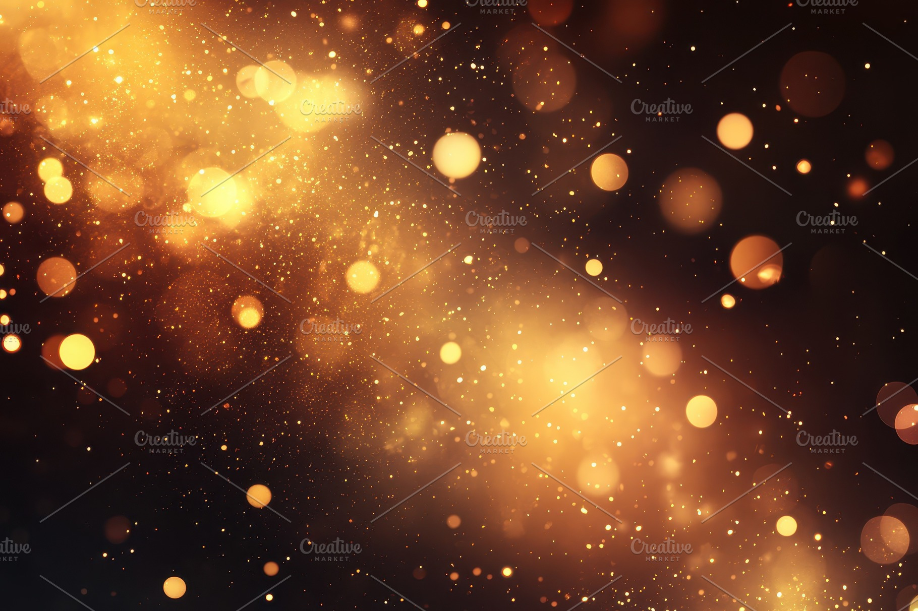 Golden Glittering Lights Festive Bac, an Abstract Photo by Pixeness Studio