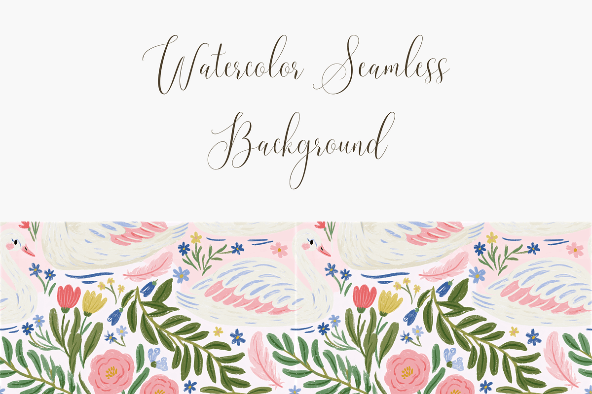 Swans and Floral Seamless Pattern, a Pattern Graphic by Pati Charm Studio (Photo 3 of 6)