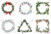 Watercolor Christmas Frames Clipart, an Illustration by designcity5 (Thumbnail 2 of 5)