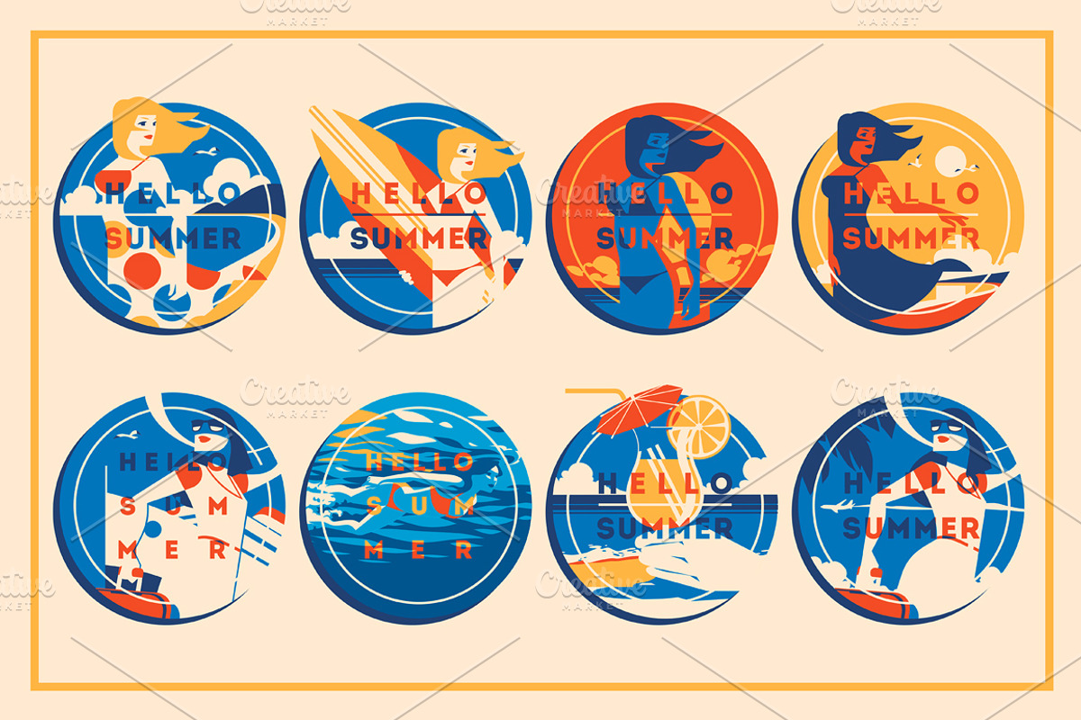 8 Summer Posters & Badges #2, a Decorative Illustration by Alexander Baidin (Photo 6 of 6)