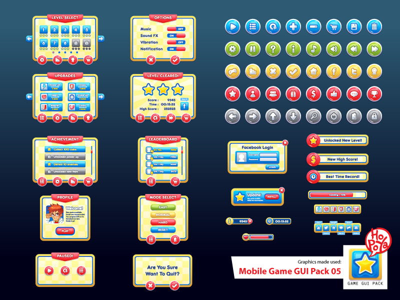 Mobile Game GUI Pack 05, a Templates & Theme by mikailain