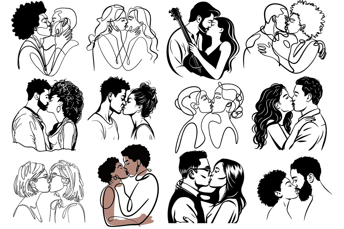 Kissing couple svg format, a Person Illustration by SketchArtStudio (Photo 2 of 3)