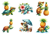 Watercolor Summer Turtle Clipart, a Seasonal Illustration by DreamArtGraphic (Thumbnail 3 of 4)