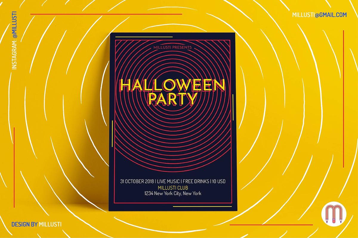 Circle ArtDeco Halloween Party Flyer, a Flyer Template by Millusti (Photo 1 of 3)