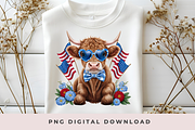 July 4th Highland Cow PNG, an Animal Illustration by Anca Digital Vibe (Thumbnail 1 of 3)