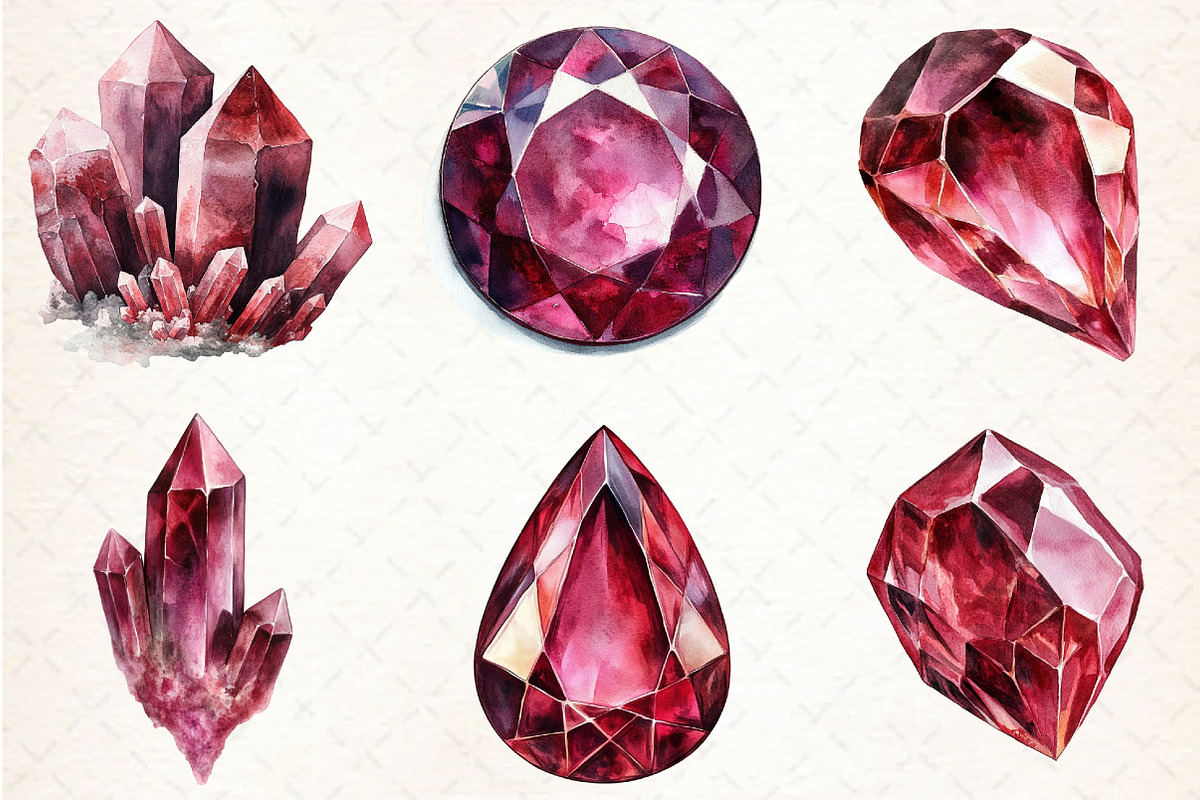 Burgundy Crystals and Gems Clipart, an Illustration by Libby Wishes (Photo 5 of 7)