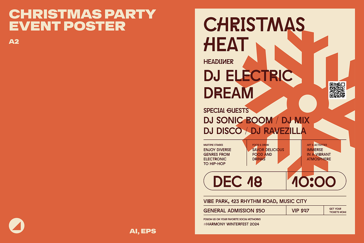 Christmas Party Event Poster, a Flyer Template by Danil Polshin