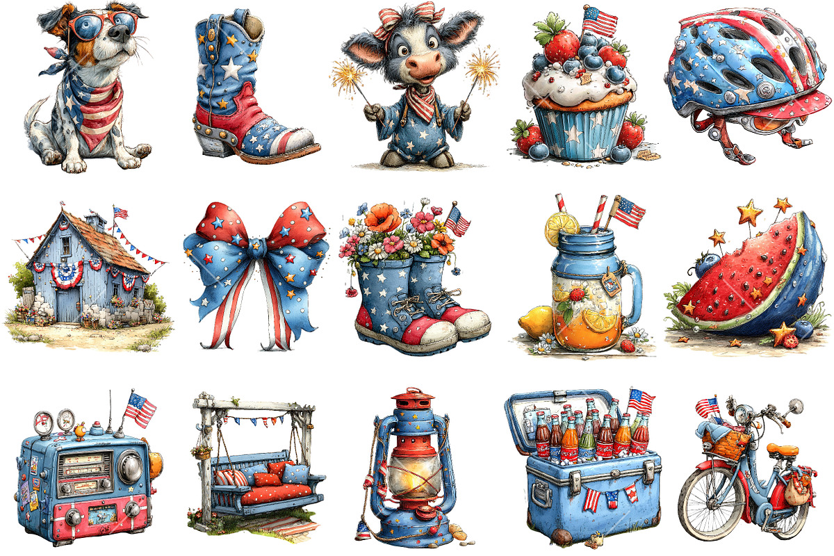 Whimsical Americana 4th of July Clip, an Illustration by OK Design (Photo 3 of 6)