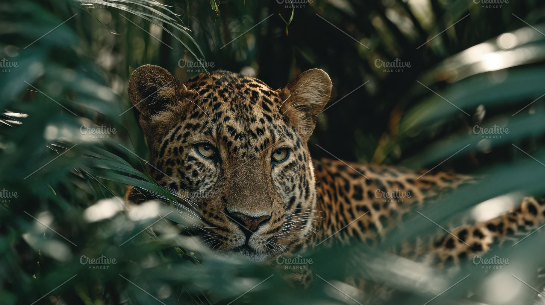 Leopard resting among green leaves, a Photo by Beautiful things