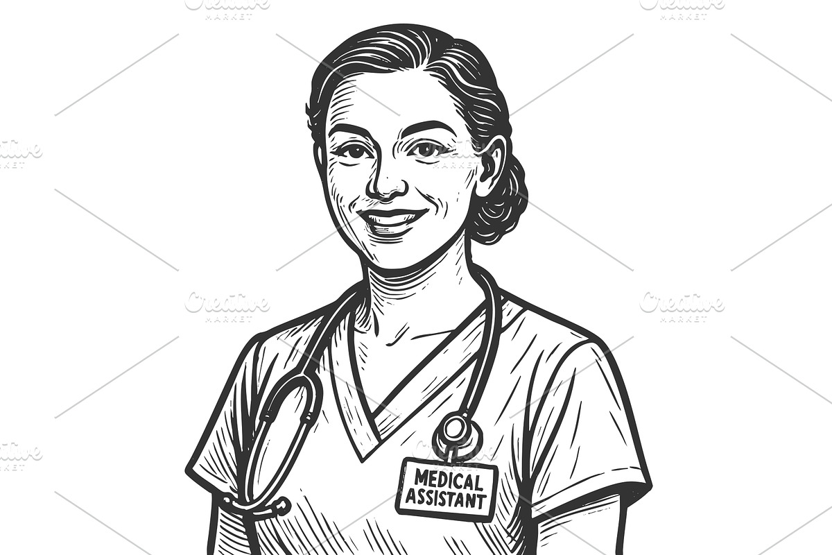 Smiling Female Medical Assistant, a Healthcare Illustration by AlexArt