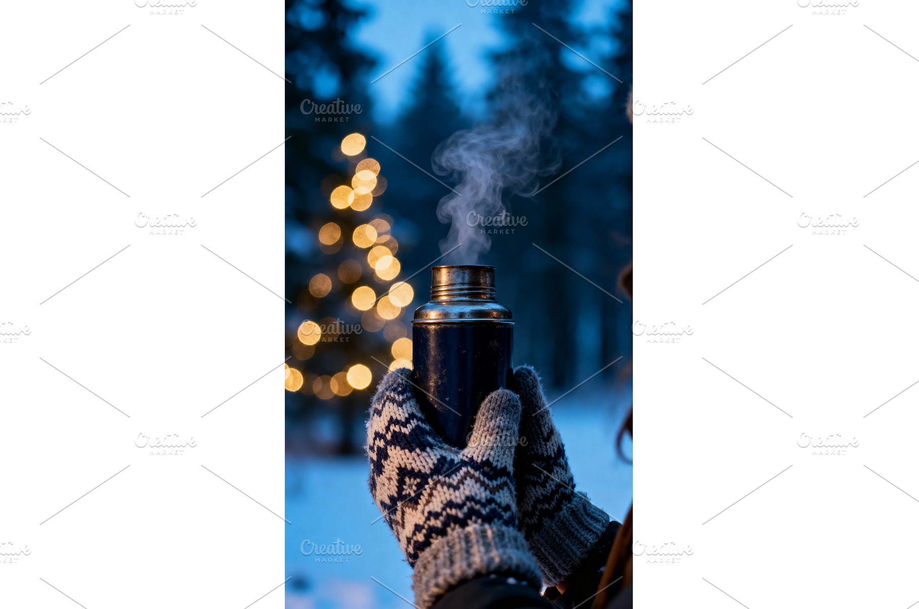 Hands in knitted gloves holding a, a Holiday Photo by tilialucida