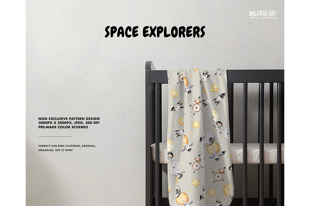 Space kids astronaut nursery pattern, a Pattern Graphic by Milatoo (Photo 3 of 4)