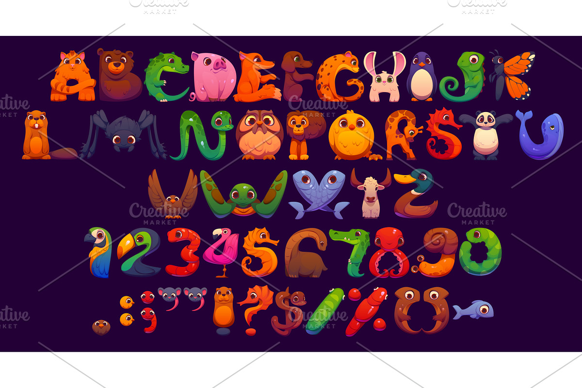 Kids animal alphabet, funny zoo, an Animal Illustration by Vector Tradition