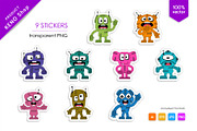 9 Funny cartoon robots. Tshirt, PNG., an Animal Illustration by KENO Mascots (Thumbnail 3 of 5)